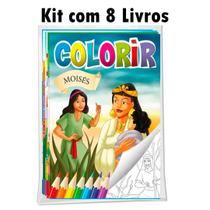 Kit com 8 Livrinhos de Colorir Histórias Bíblicas