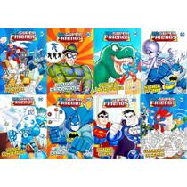 Kit com 8 livros - DC Super Friends - Embalagem econômica - COLORIR - HISTÓRIAS E BRINCADEIRAS