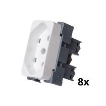 Kit com 8 mg b3 módulo tomada 2p+t 20a-250v branco (19417)