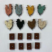 Kit com 8 mini galinhas em MDF