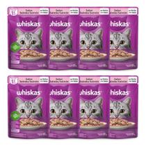 Kit com 8 pacotes Ração Úmida Whiskas Adulto Salmão ao Molho 85g para gato