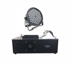 Kit com 8 par led slim 60 led rgbwa + maquina de fumaça 1500w