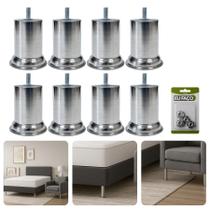 Kit Com 8 Pés 8cm Rosca Máquina 5 16 Móveis Pesados Armários Cama Box Estofados