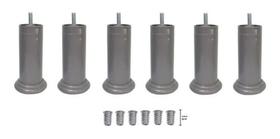 Kit com 8 Pés de Plástico de 12 cm com Parafuso - Cor Cinza