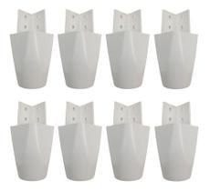 Kit com 8 Pés para Guarda Roupas Armários Roupeiros 7cm de Altura Branco Modelo Mari Plástico Ultra Resistente. Kit com 8 Pés para Guarda Roupas Armários Roupeiros 7cm de Altura Branco Modelo Mari Plástico Ultra Resistente.