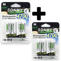 Kit Com 8 Pilhas Baterias AA Recarregável de 4700mAh