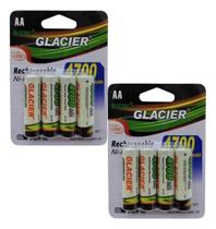 Kit Com 8 Pilhas Baterias AA Recarregável de 4700mAh