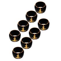 Kit Com 8 Porta Guardanapo Preto Ideograma Japonês Dourado