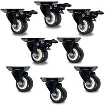 Kit com 8 Rodinhas Reforçadas de 50mm 4 com Trava e 4 sem Trava Suporta até 50kg Cada Roda para Movel Kit com 8 Rodinhas Reforçadas de 50mm 4 com Trava e 4 sem Trava Suporta até 50kg Cada Roda para Movel