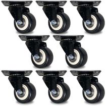 Kit com 8 Rodinhas Reforçadas de 50mm Rodizio Giratório Preto Suporta até 200kg Para Moveis