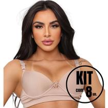 Kit Com 8 Sutiãs Alça Reforçada Sutiã Básico Liso Confortável Premium Cores