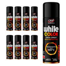 Kit com 8 Tintas Spray Preto Fosco de Alta Temperatura Até 600ºC Orbi Química