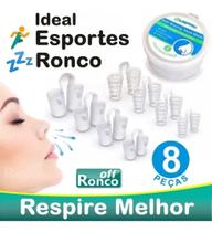 Kit com 8 Unidades Clip Nasal Silicone Anti Ronco, Apnéia e Bruxismo - Dilatador Nasal