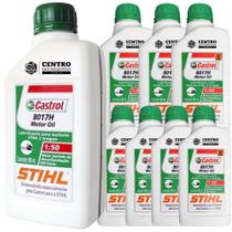 KIT Com 8 Unidades de Óleo 2 Tempos Castrol Stihl 500ml Lubrificante Condicionador de Metais