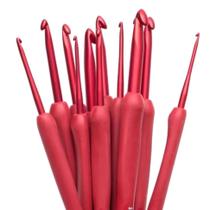 Kit Com 9 Agulhas De Crochê Cabo Soft Emborrachado Red DIY - Doce Ternura