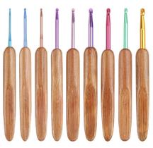 Kit Com 9 Agulhas De Crochê Coloridas Cabo Bambu Kit Com 9 Agulhas De Crochê Coloridas Cabo Bambu