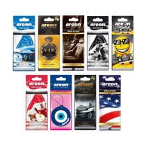 Kit com 9 Aromatizante Automotivo Areon Cheirinho Odorizador Carro Cheiro Fragâncias Amadeirado