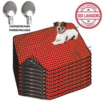 Kit com 9 Banheiro para Cães Tecido Ecológico 100x70 Ossinho Vermelho c/Ganchos - 300 Lavagens