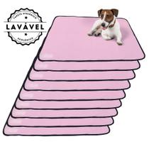 Kit com 9 Banheiro para Cães Tecido Ecológico 100x70 Rosa - Inteligente - 200 Lavagens - Vila Flor