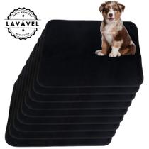 Kit com 9 Banheiro para Cães Tecido Ecológico 70x50 Preto - 200 Lavagens - Inteligente