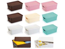 Kit Com 9 Caixas Organizadoras Rattan Multiuso C/ Tampa 6,5L