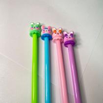 Kit com 9 canetas de coelhinho colorida material escolar fofo e criativo