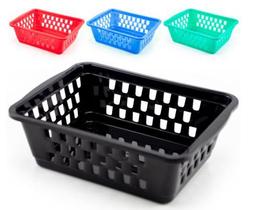 Kit com 9 cesto organizador de plastico retangular colors