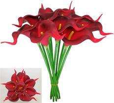 Kit Com 9 Flores Artificiais Copos De Leite Vermelho - La Caza Store