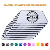 Kit com 9 Fraldas de Câes p/Chão 100x70 Sortidos 200 Lavagens - Alta Absorção - Ecológico