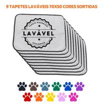 Kit com 9 Fraldas de Cães p/Chão 70x50 Sortidos 200 Lavagens - Alta Absorção - Ecológico