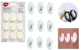 Kit com 9 Ganchos Cabide Adesivo Multiuso de Plástico