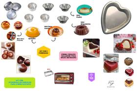 Kit Com 9 Mini Formas + 1 Assadeira Retangular Para Forno Elétrico + 1 Forma Coração Ballerine