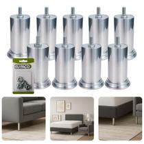 Kit Com 9 Pés 10cm Rosca Máquina 5 16 Móveis Pesados Cama Box Estofados Alumínio Concreto