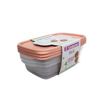 Kit com 9 Potes de Plástico Marmita Sanremo 785ml - Coral