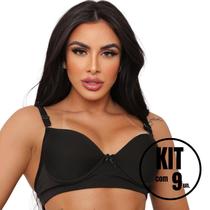 Kit Com 9 Sutiãs Alça Reforçada Sutiã Básico Liso Confortável Premium Cores