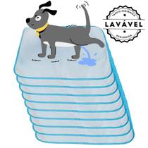 Kit com 9 Tapetes Higiênicos 70x50 Branco com borda Azul Laváveis para cães - Alta Absorção Kit com 9 Tapetes Higiênicos 70x50 Branco com borda Azul Laváveis para cães - Alta Absorção