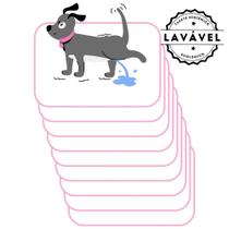 Kit com 9 Tapetes Higiênicos 70x50 Branco com borda Rosa Laváveis para cães - Alta Absorção