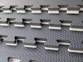 Kit com 9 Tatames Dupla Face Cinza com Preto 50x50x2cm