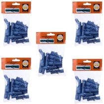 Kit Com 90 Bucha Plástica Azul Sem Parafuso Aba Anel 12Mm