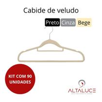 Kit com 90 Cabide de Veludo Adulto 45x23cm Altaluce