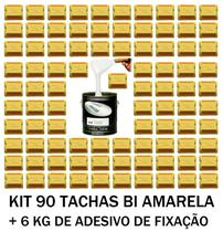 Kit com 90 tachas de sinalização com cola - conduz - bi direcional - corpo e refletivos amarelo Kit com 90 tachas de sinalização com cola - conduz - bi direcional - corpo e refletivos amarelo