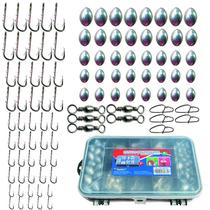 Kit Com 96 Acessórios De Pesca Com Estojo Anzóis Chumbo Snap e Girador Kit Com 96 Acessórios De Pesca Com Estojo Anzóis Chumbo Snap e Girador