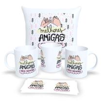 Kit Com Almofada 30x30cm e Caneca de Porcelana Coleção Amizades