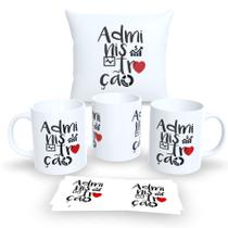 Kit Com Almofada 30x30cm e Caneca de Porcelana Profissões