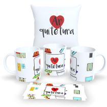 Kit Com Almofada 30x30cm e Caneca de Porcelana Profissões