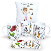 Kit Com Almofada 30x30cm e Caneca de Porcelana Profissões