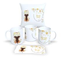 Kit Com Almofada 30x30cm e Caneca de Porcelana Signos Gêmeos