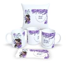 Kit Com Almofada 30x30cm e Caneca de Porcelana Signos Sagitario