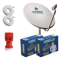 Kit com Antena e 2 Receptor Vivensis VX10 Digital banda Ku