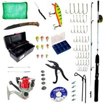 Kit Com Artigos Pesca Completo Vara Molinete Caixa